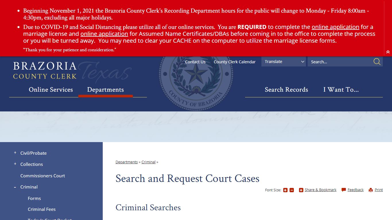Search and Request Court Cases | Brazoria County Clerk