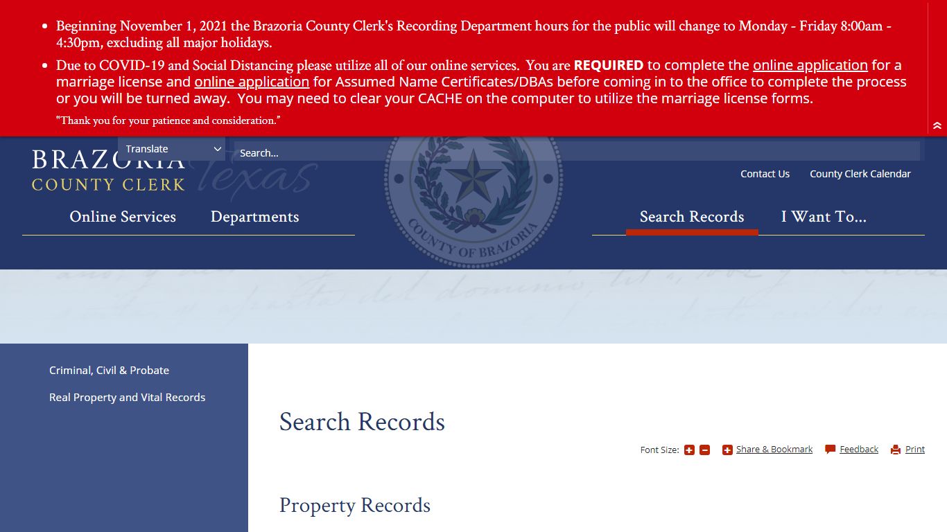 Search Records | Brazoria County Clerk
