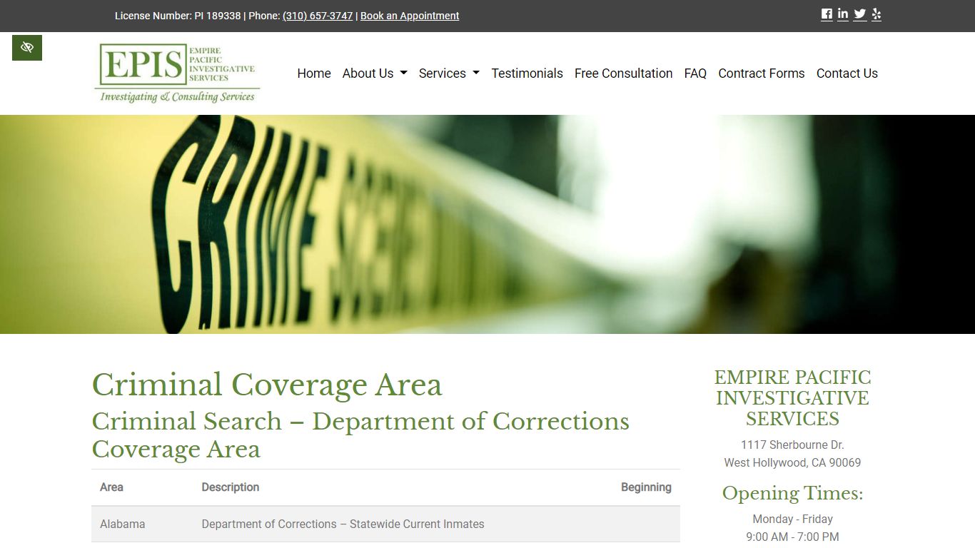 Criminal Coverage Area - EPIS